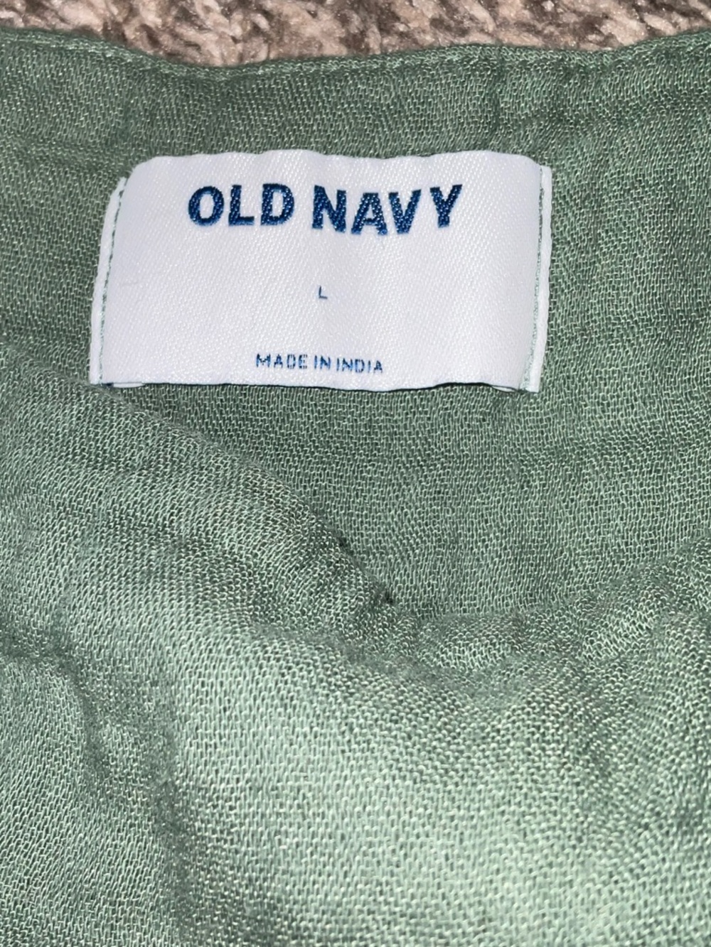 Old Navy Olive Green Tie-Strap Crinkle Cotton Peplum Camisole Top Large - Picture 4 of 7